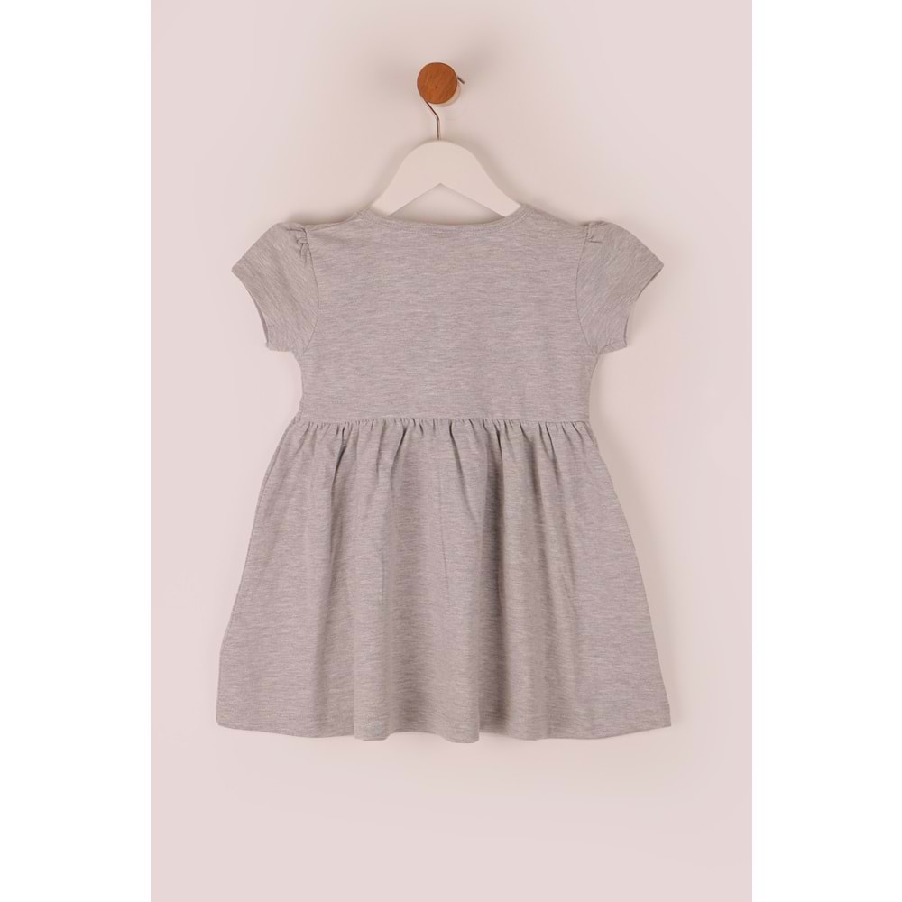 Kız Çocuk Elbise Unicorncuk Baskılı - Gri (98/122)