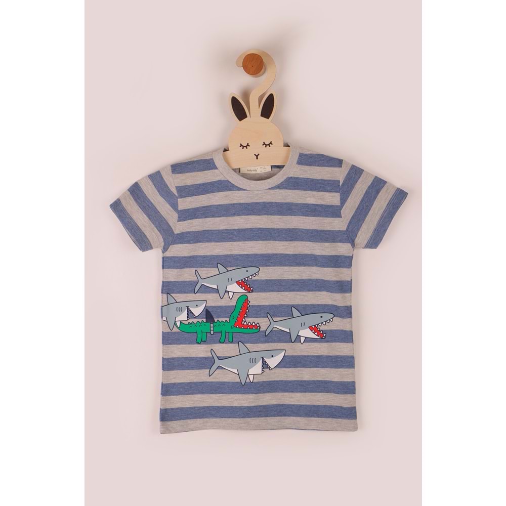 Erkek Çocuk Sweatshirt Aç Timsah Baskılı - Koyu Mavi (110/134)