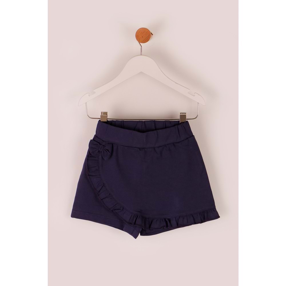 Kız Çocuk Şort Etek Kurdeleli - Koyu Mor (98/122)