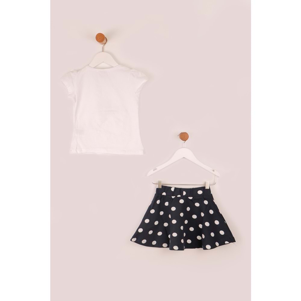 Kız Çocuk Etekli Takım Hi Dino Baskılı - Beyaz (92/116)