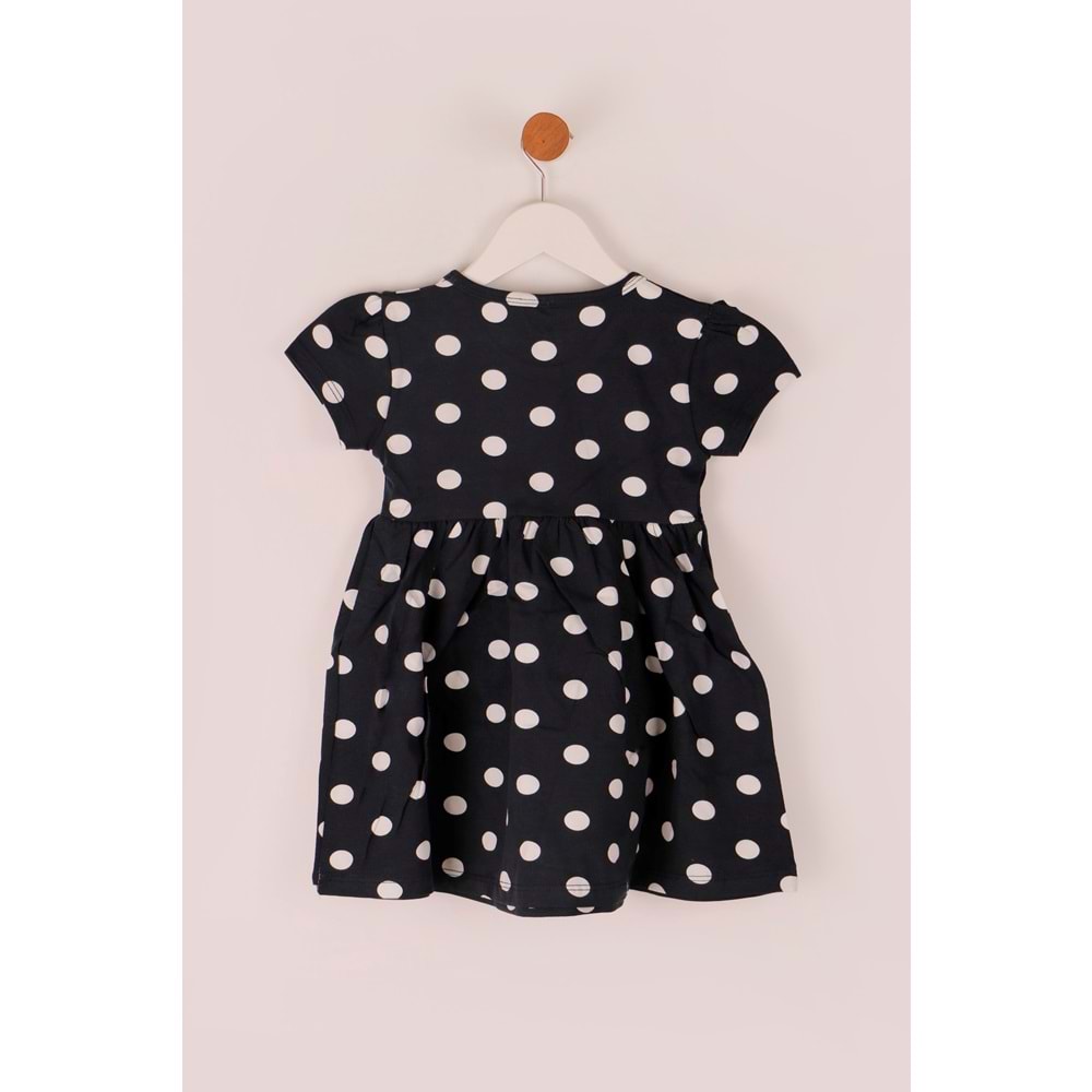 Kız Çocuk Elbise Domuz Baskılı - Lacivert (98/122)