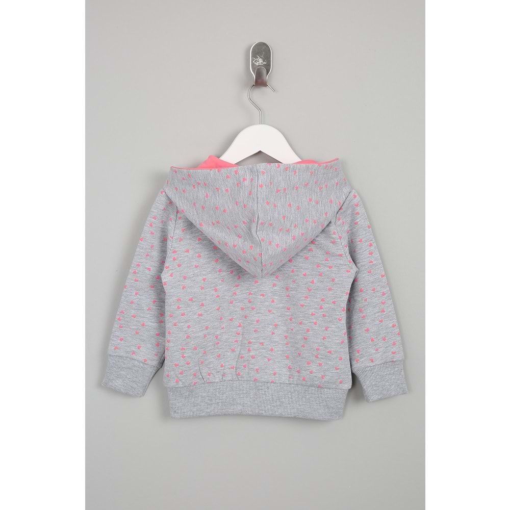 Kız Çocuk Hırka Çiçekli Ayıcık Nakışlı - Gri (86/110)