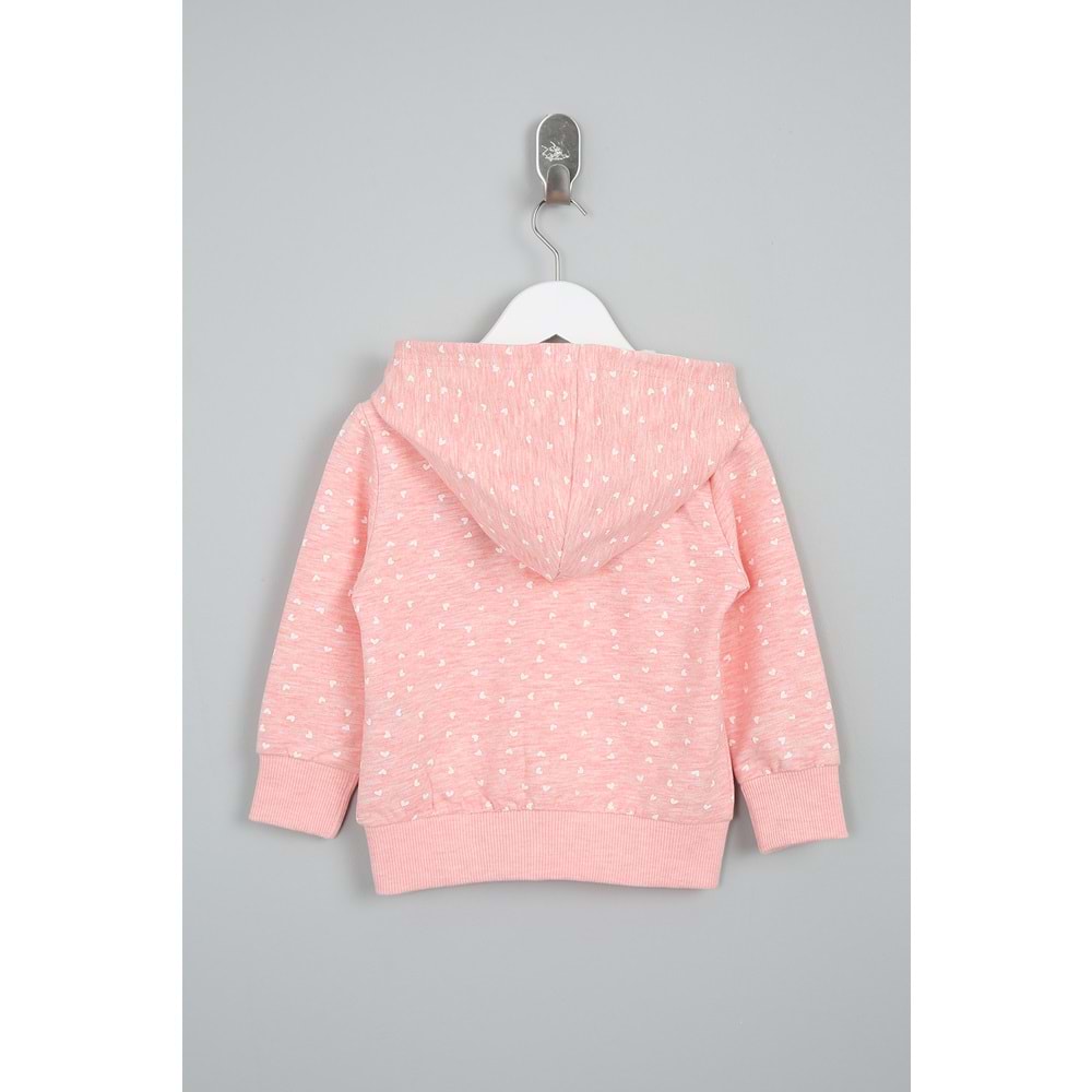 Kız Çocuk Hırka Çiçekli Ayıcık Nakışlı - Pembe (86/110)