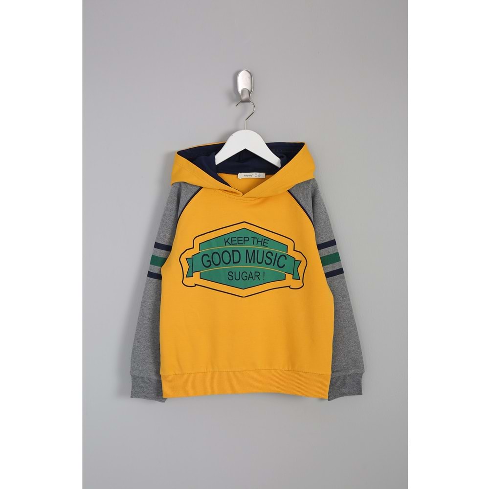 Erkek Çocuk Sweatshirt Good Music Baskılı - Hardal (116/140)