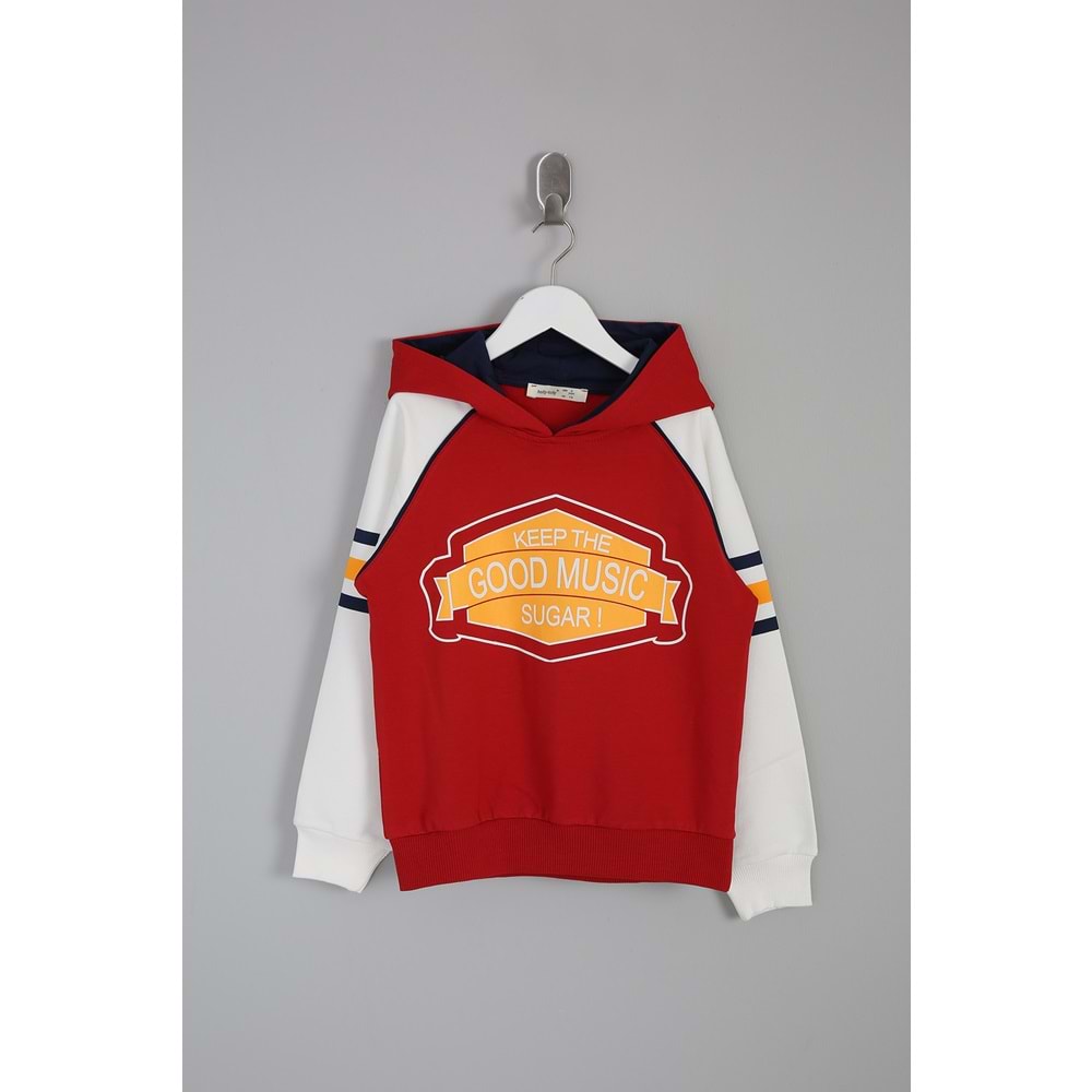 Erkek Çocuk Sweatshirt Good Music Baskılı - Bordo (116/140)