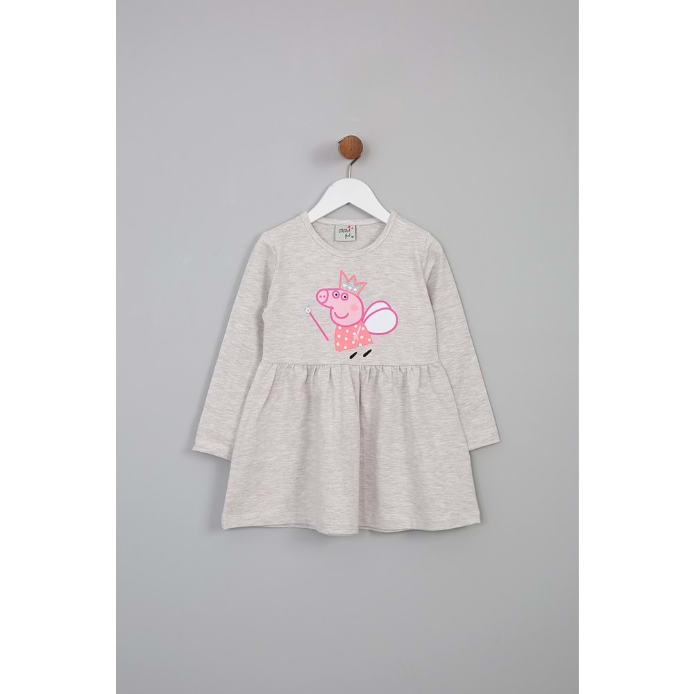 Kız Çocuk Elbise Tilki Nakışlı - Kahve (98/122)