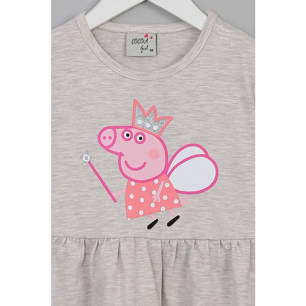 Kız Çocuk Elbise Tilki Nakışlı - Kahve (98/122)