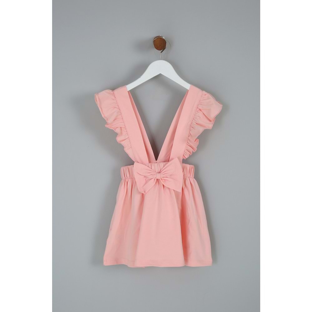 Kız Çocuk Askılı Etek Kurdeleli - Yavruağzı (98/122)