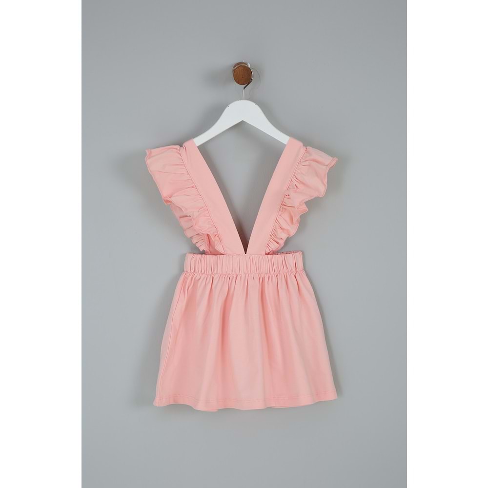 Kız Çocuk Askılı Etek Kurdeleli - Yavruağzı (98/122)