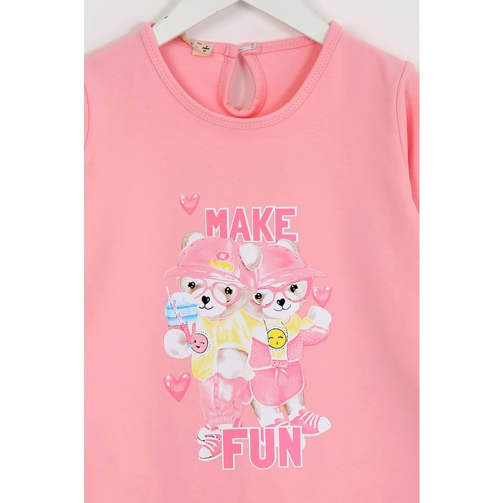 Kız Çocuk Elbise Make Fun Baskılı - Yavruağzı (98/122)