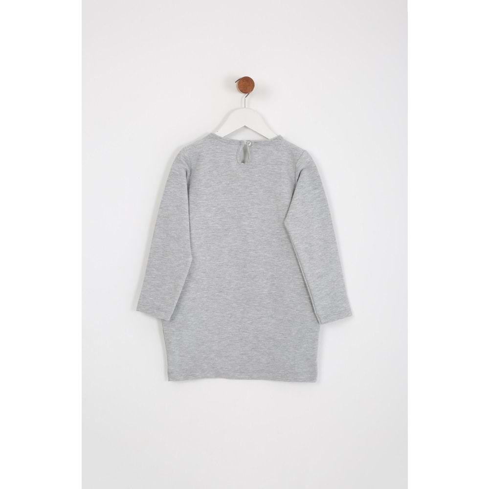 Kız Çocuk Elbise Make Fun Baskılı - Gri (98/122)