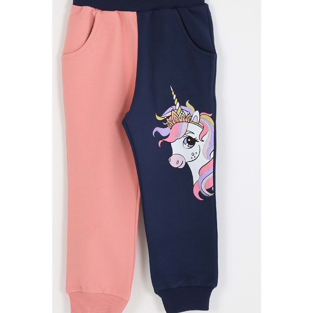 Kız Çocuk Sweat Takım Unicorn Baskılı - Gül Kurusu (98/122)
