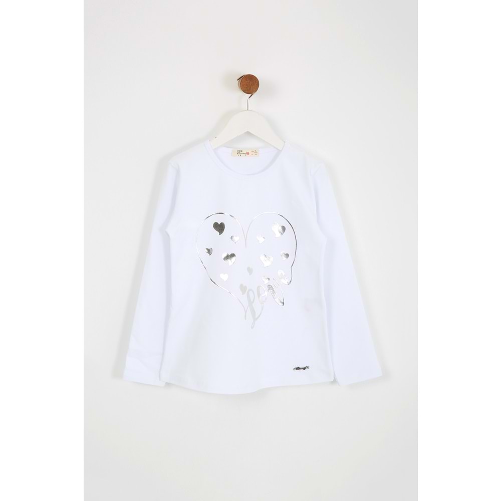 Kız Çocuk Tişört Love Baskılı - Beyaz (116/140)