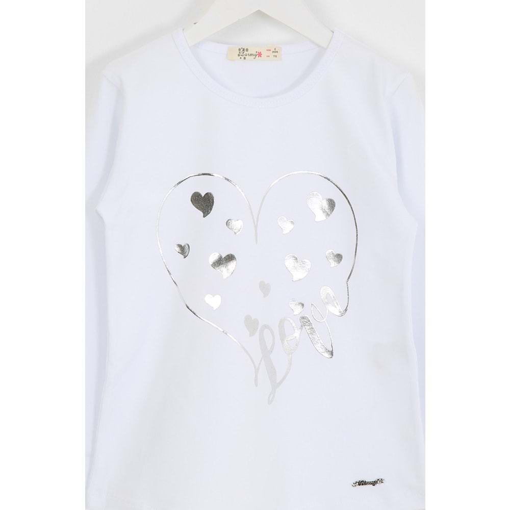 Kız Çocuk Tişört Love Baskılı - Beyaz (116/140)