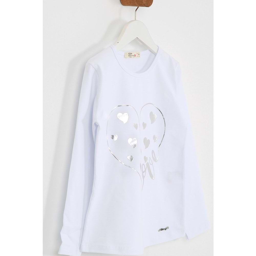 Kız Çocuk Tişört Love Baskılı - Beyaz (116/140)