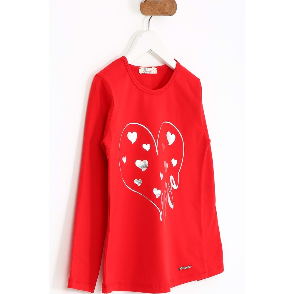 Kız Çocuk Tişört Love Baskılı - Kırmızı (116/140)
