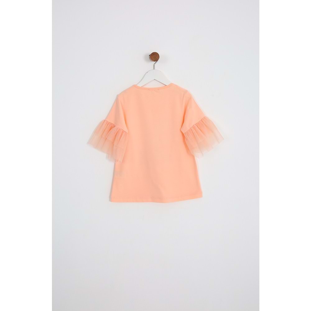 Kız Çocuk Tişört Şirin Köpek Baskılı - Yavruağzı (116-140)