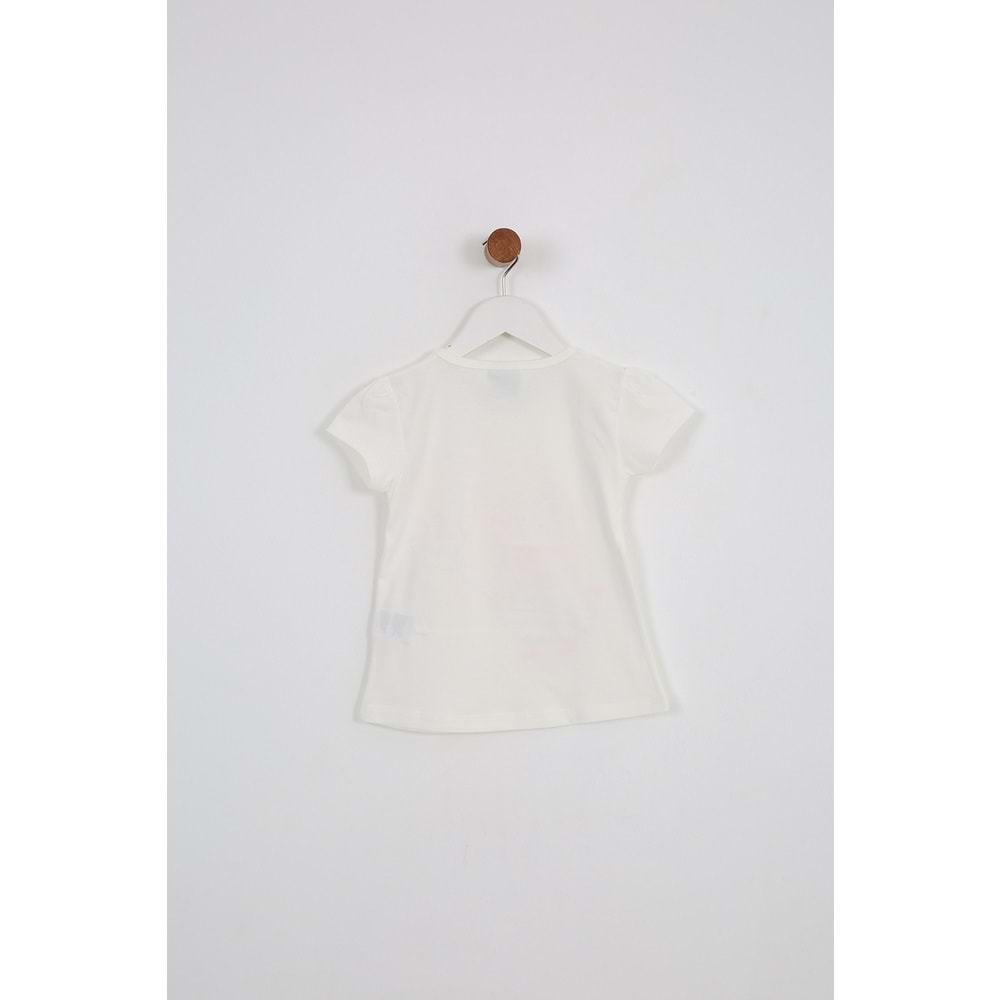 Kız Çocuk Tişört Domuz Baskılı - Krem (92/116)