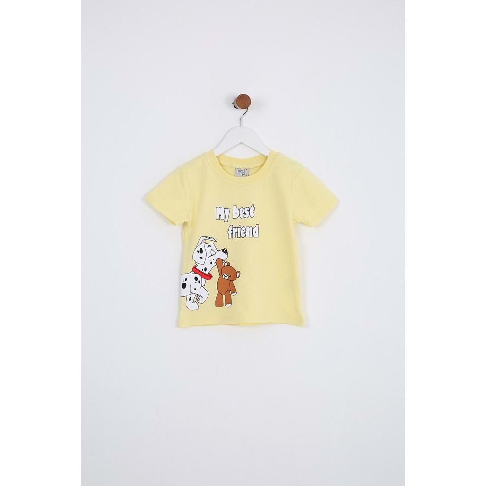 Erkek Çocuk Tişört Yavru Dalmaçya Baskılı - Açık Sarı (92/116)