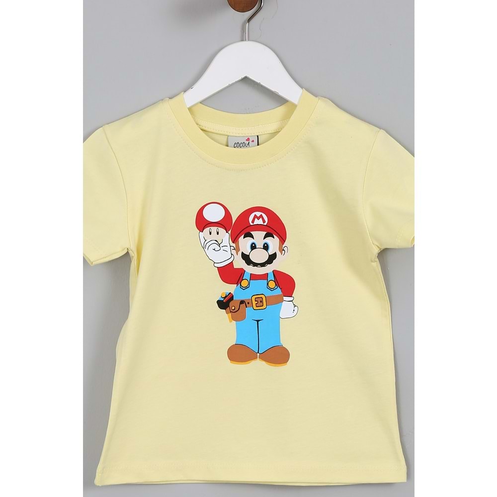 Erkek Çocuk Tişört Mario Baskılı - Açık Sarı (98/122)