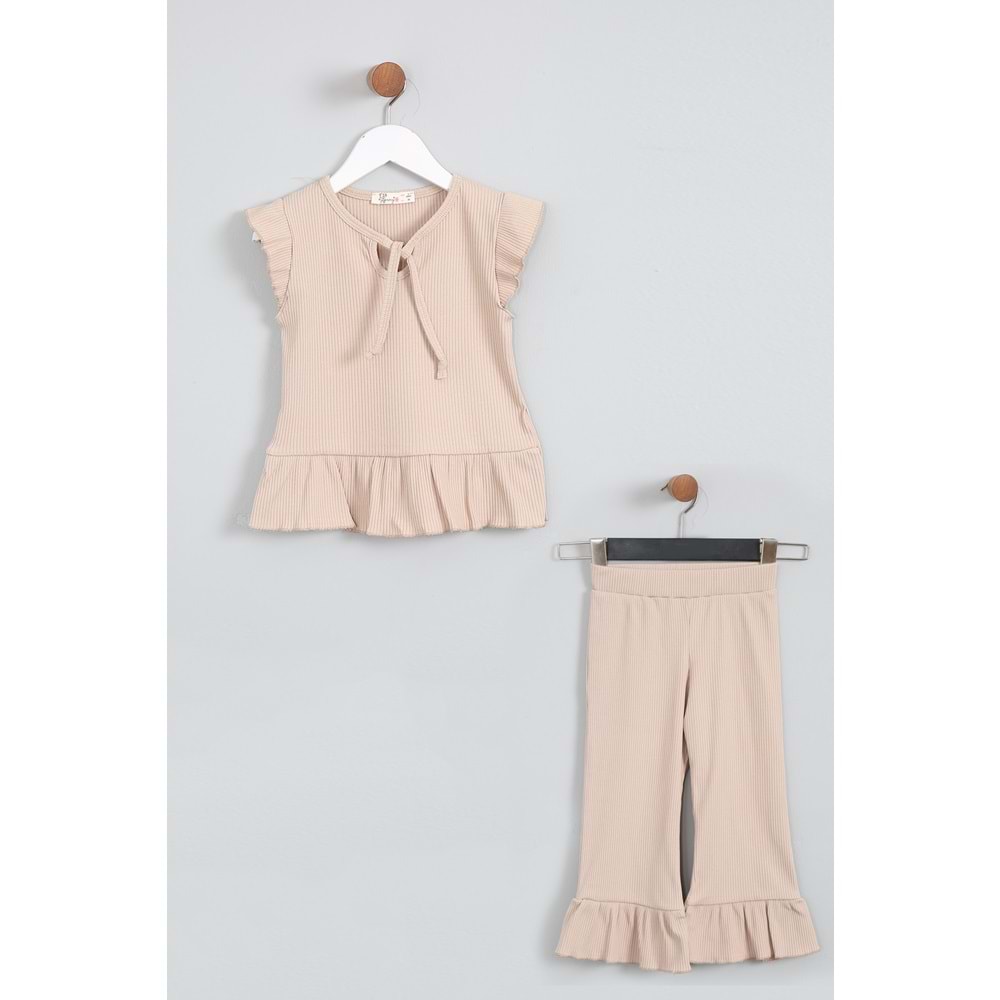 Kız Çocuk Sweet Takım Beli Büzgülü - Sütlü Kahve (98/122)