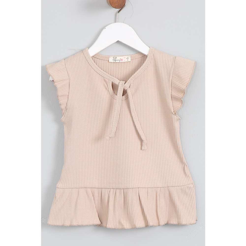 Kız Çocuk Sweet Takım Beli Büzgülü - Sütlü Kahve (98/122)