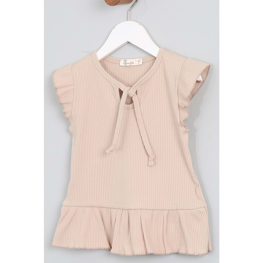 Kız Çocuk Sweet Takım Beli Büzgülü - Sütlü Kahve (98/122)