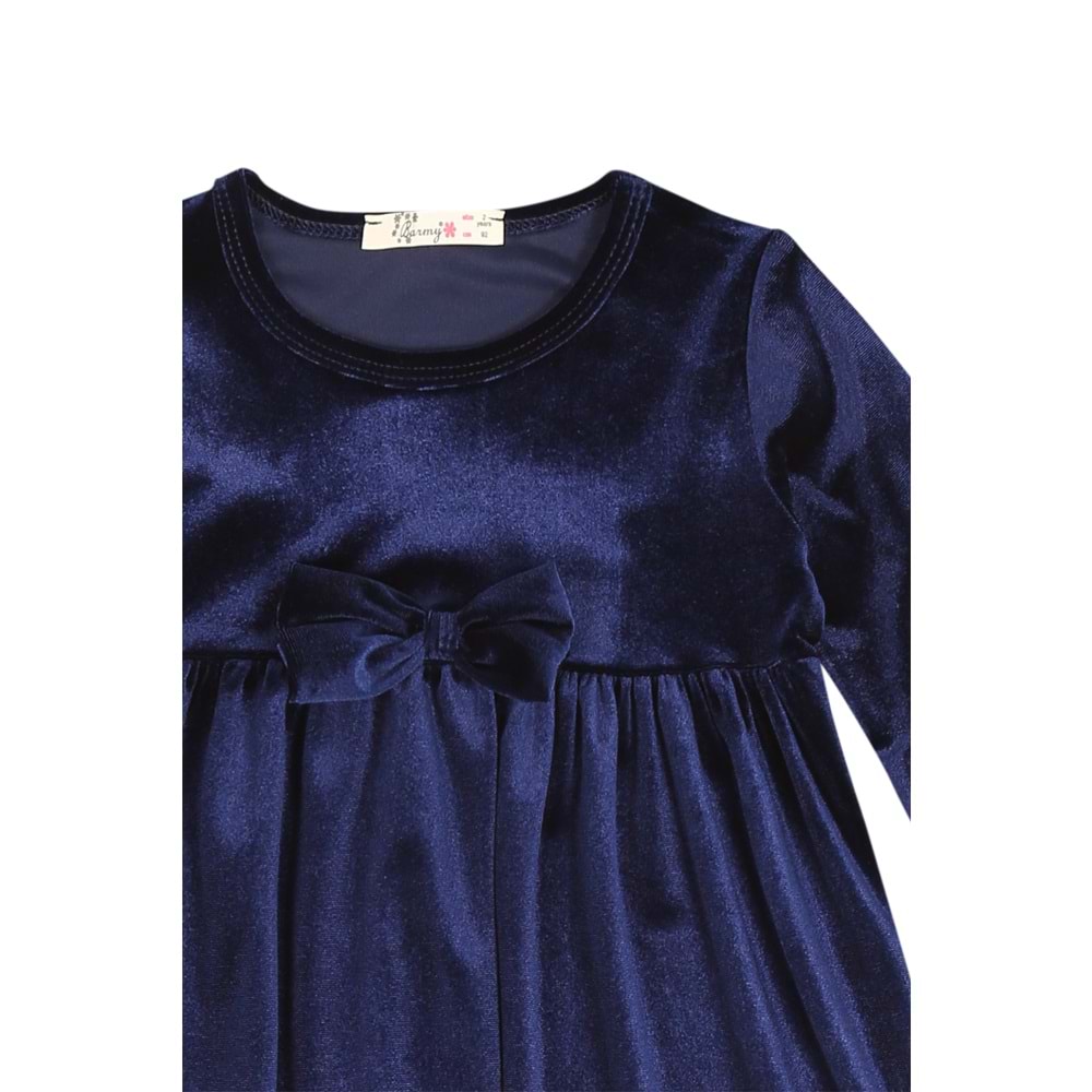 Kız Çocuk Elbise Kadife Kumaş - Lacivert (92/116)