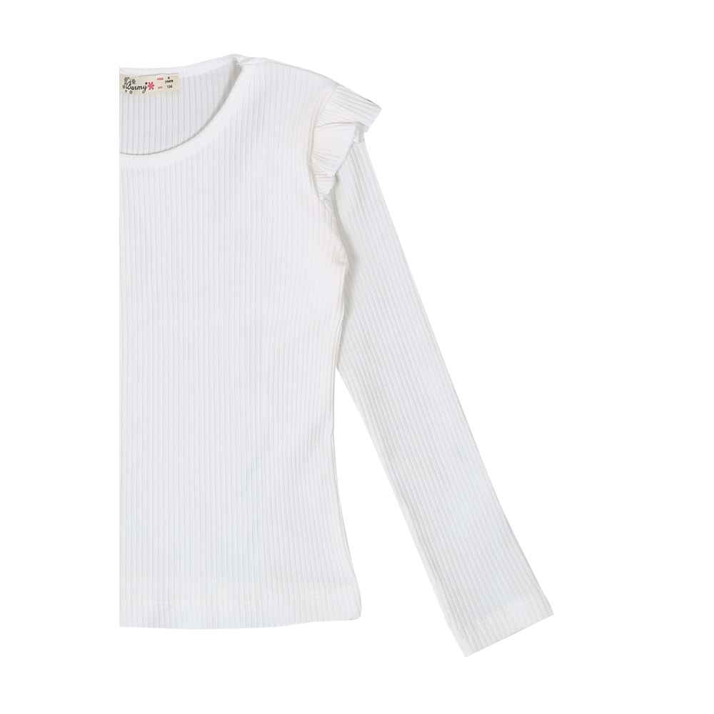 Kız Çocuk Etekli Takım Çift Kurdeleli - Krem (104/128)