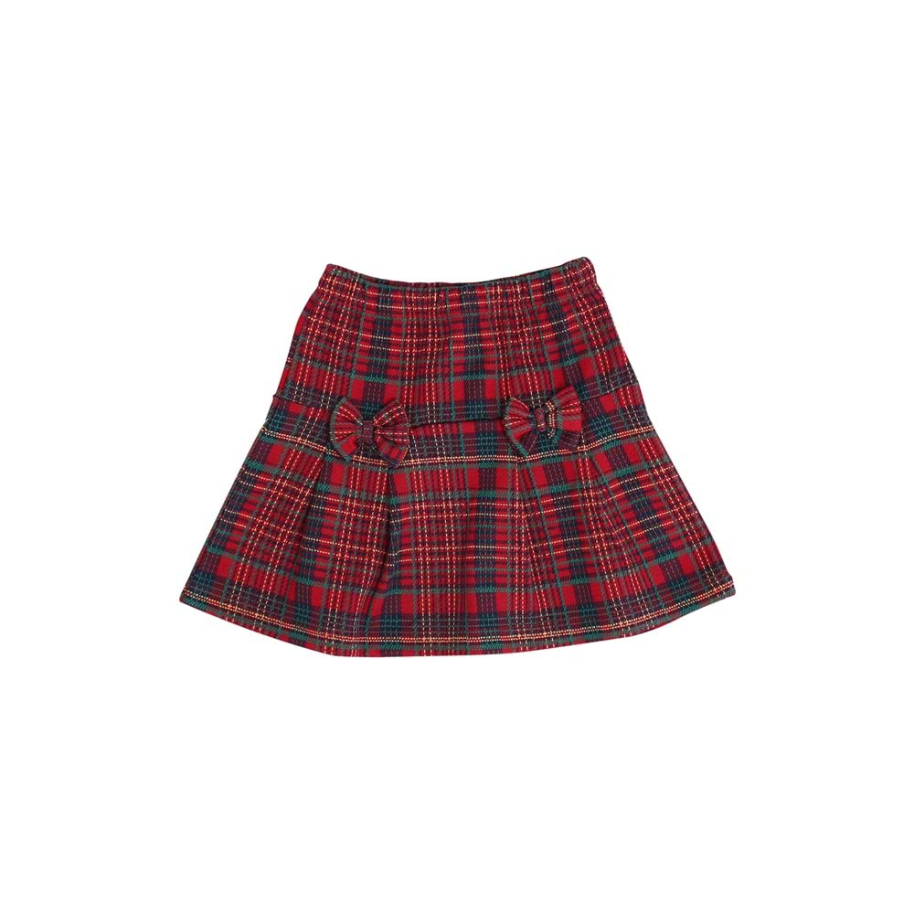 Kız Çocuk Etekli Takım Çift Kurdeleli - Krem (104/128)