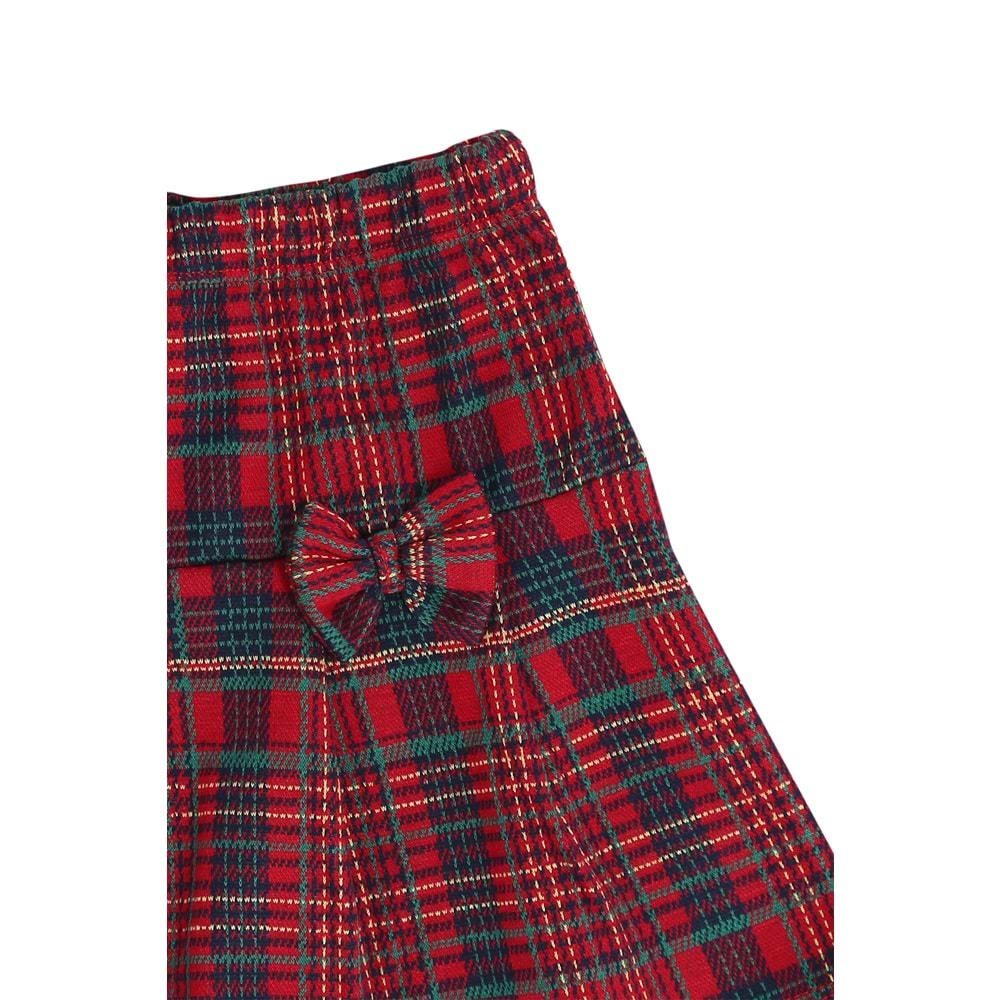 Kız Çocuk Etekli Takım Çift Kurdeleli - Krem (104/128)