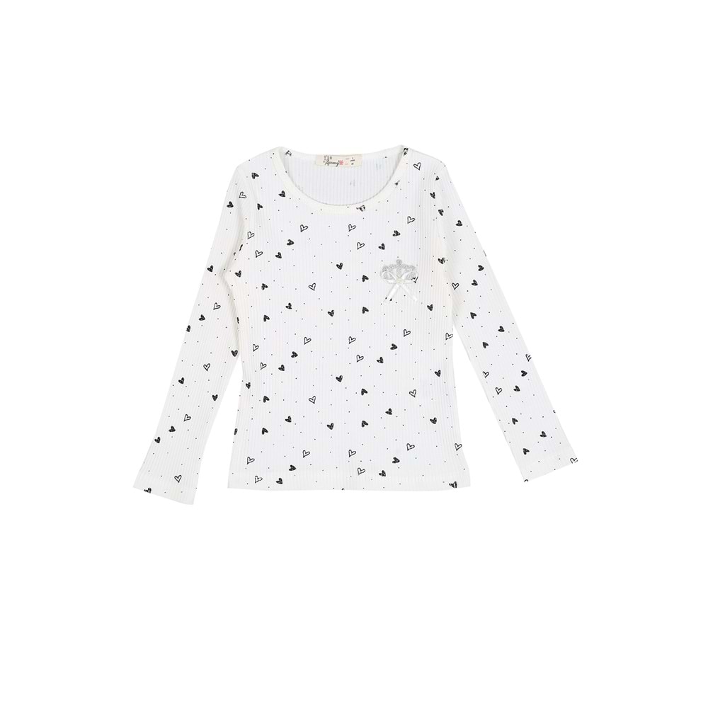 Kız Çocuk Sweat Taç Aksesuarlı - Krem (98/122)