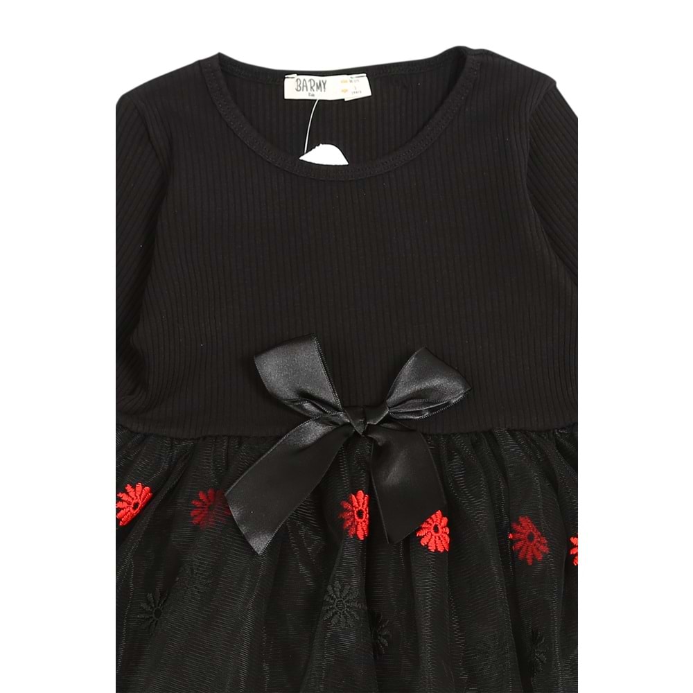 Kız Çocuk Elbise Kurdeleli - Siyah (98/122)