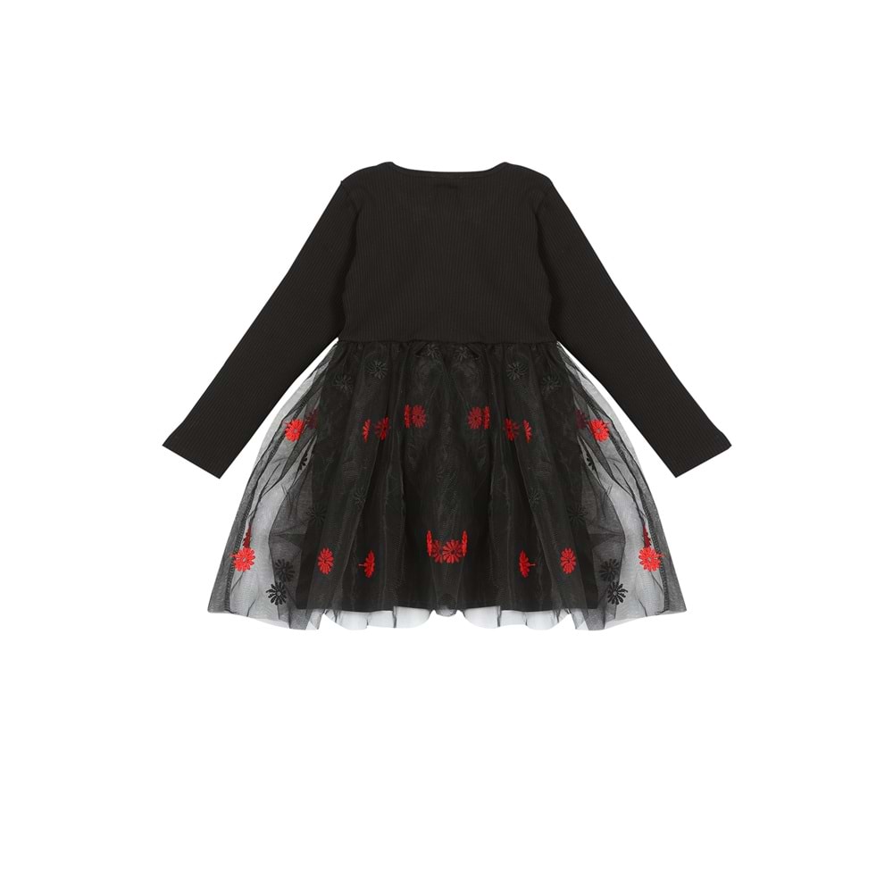Kız Çocuk Elbise Kurdeleli - Siyah (98/122)
