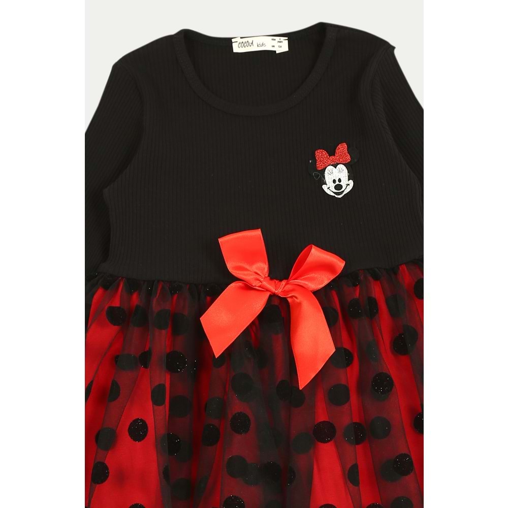 Kız Çocuk Elbise Mickey Armalı - Siyah (104/128)