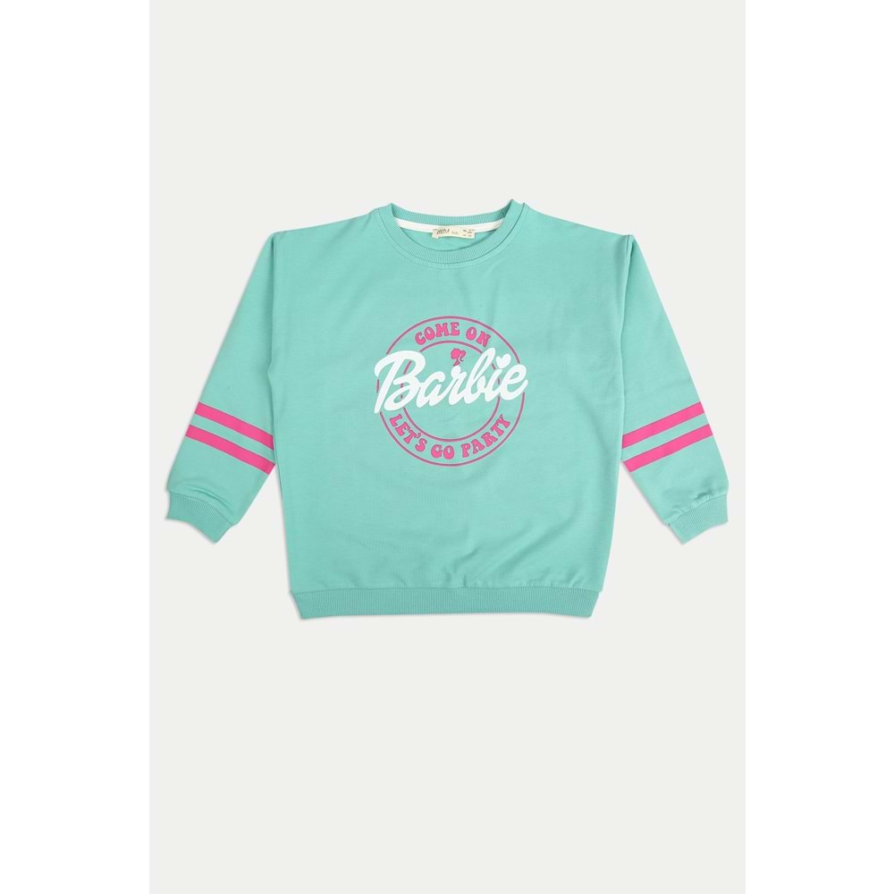 Kız Çocuk Tişört Barbie Armalı - Su Yeşili (128/152)