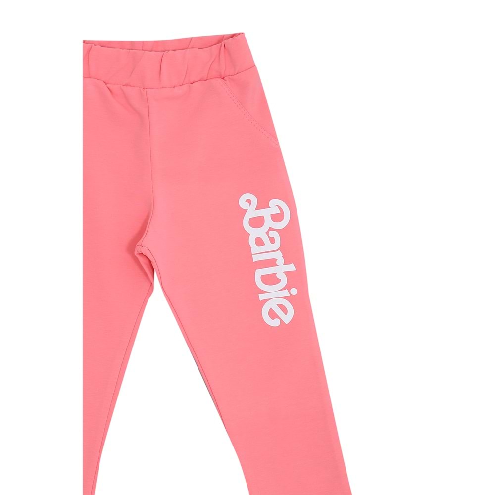 Kız Çocuk Sweat Takım Barbie Yazılı - Krem (98/122)