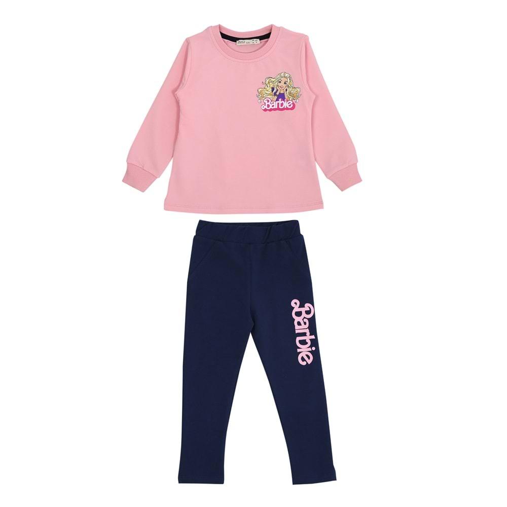 Kız Çocuk Sweat Takım Barbie Yazılı - Yavruağzı (98/122)