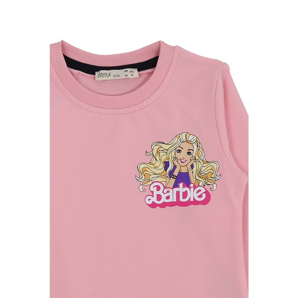 Kız Çocuk Sweat Takım Barbie Yazılı - Yavruağzı (98/122)