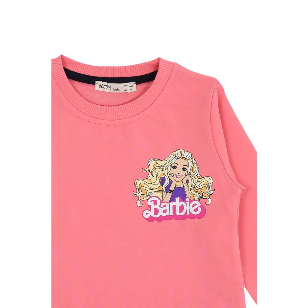 Kız Çocuk Sweat Takım Barbie Yazılı - Şeker Pembe (98/122)
