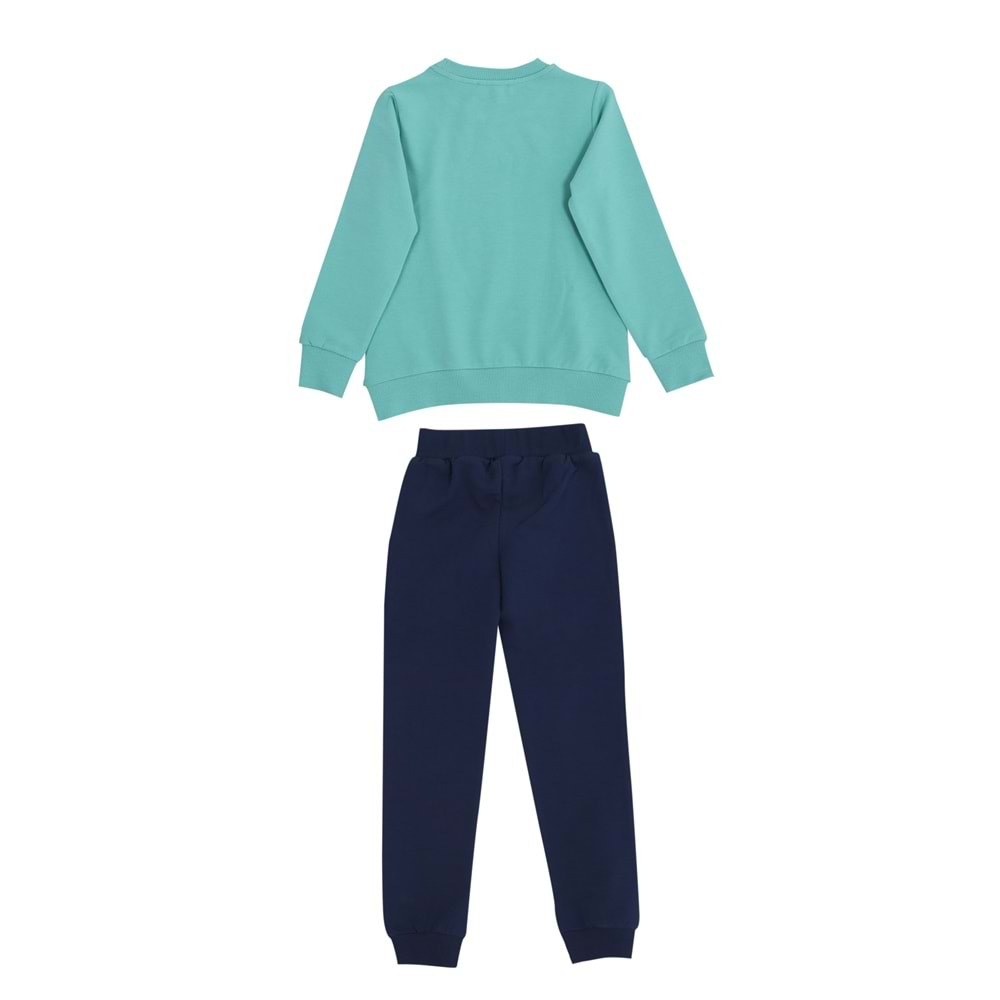 Kız Çocuk Sweat Takım Barbie Baskılı - Su Yeşili - 110/134