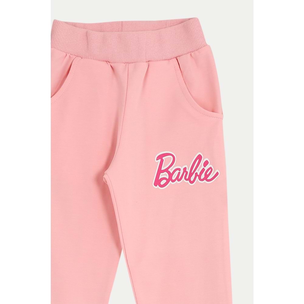 Kız Çocuk Sweat Takım Kalpli Barbie Baskılı - Yavruağzı (92/116)