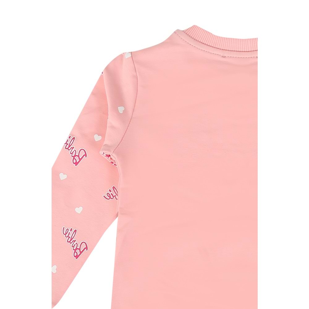Kız Çocuk Sweat Takım Kolları Barbie Baskılı - Yavruağzı (98/122)