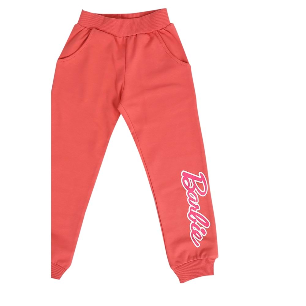 Kız Çocuk Sweat Takım Kolları Barbie Baskılı - Krem (104/134)