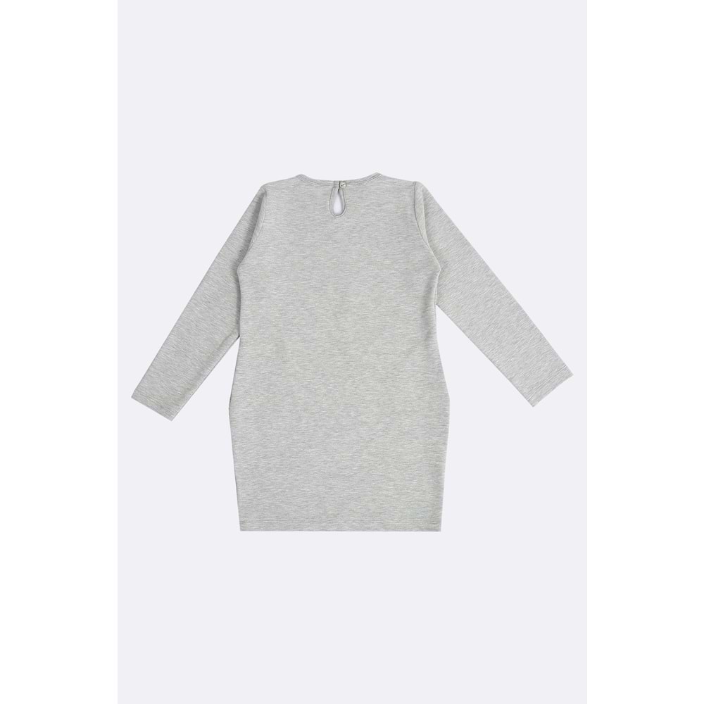 Kız Çocuk Elbise Barbie Baskılı - Gri (116/140)