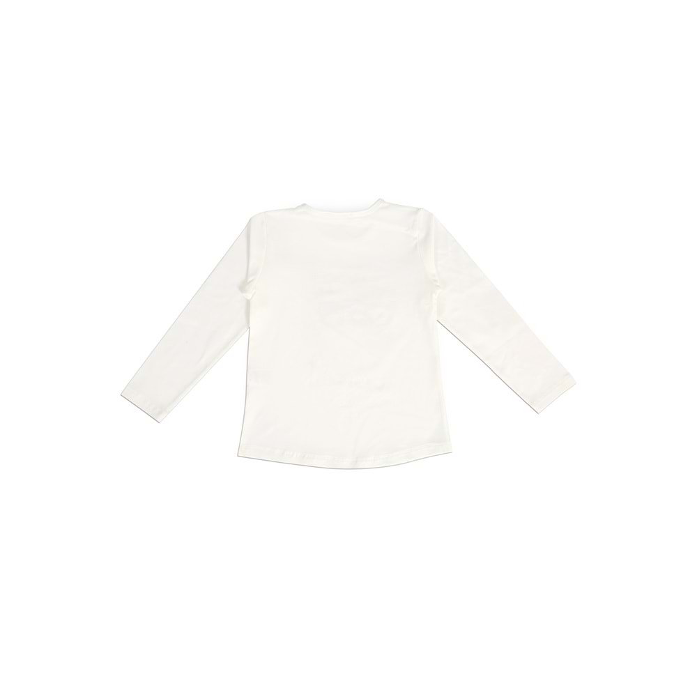 Kız Çocuk Tişört Çiçek Baskılı - Krem (116/140)