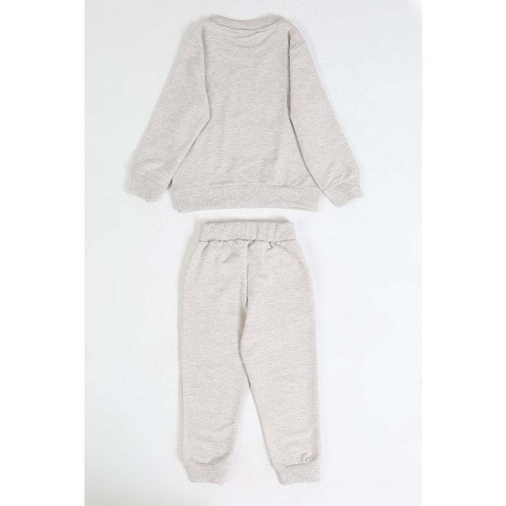 Kız Çocuk Sweat Takım Balonlu Kedi - Kahve Melanj (92/116)