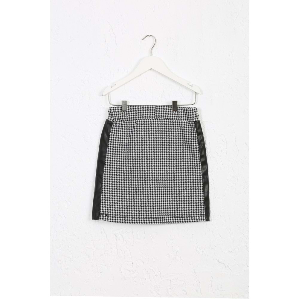 Kız Çocuk Etek Deri Detay - Siyah-Beyaz (128/152)