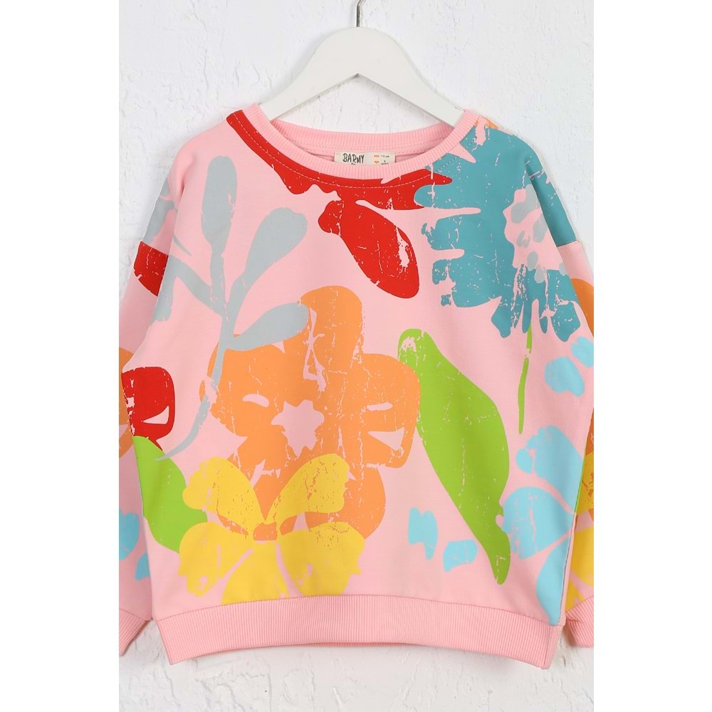 Kız Çocuk Tişört Çiçek Baskılı - Yavruağzı (116/140)