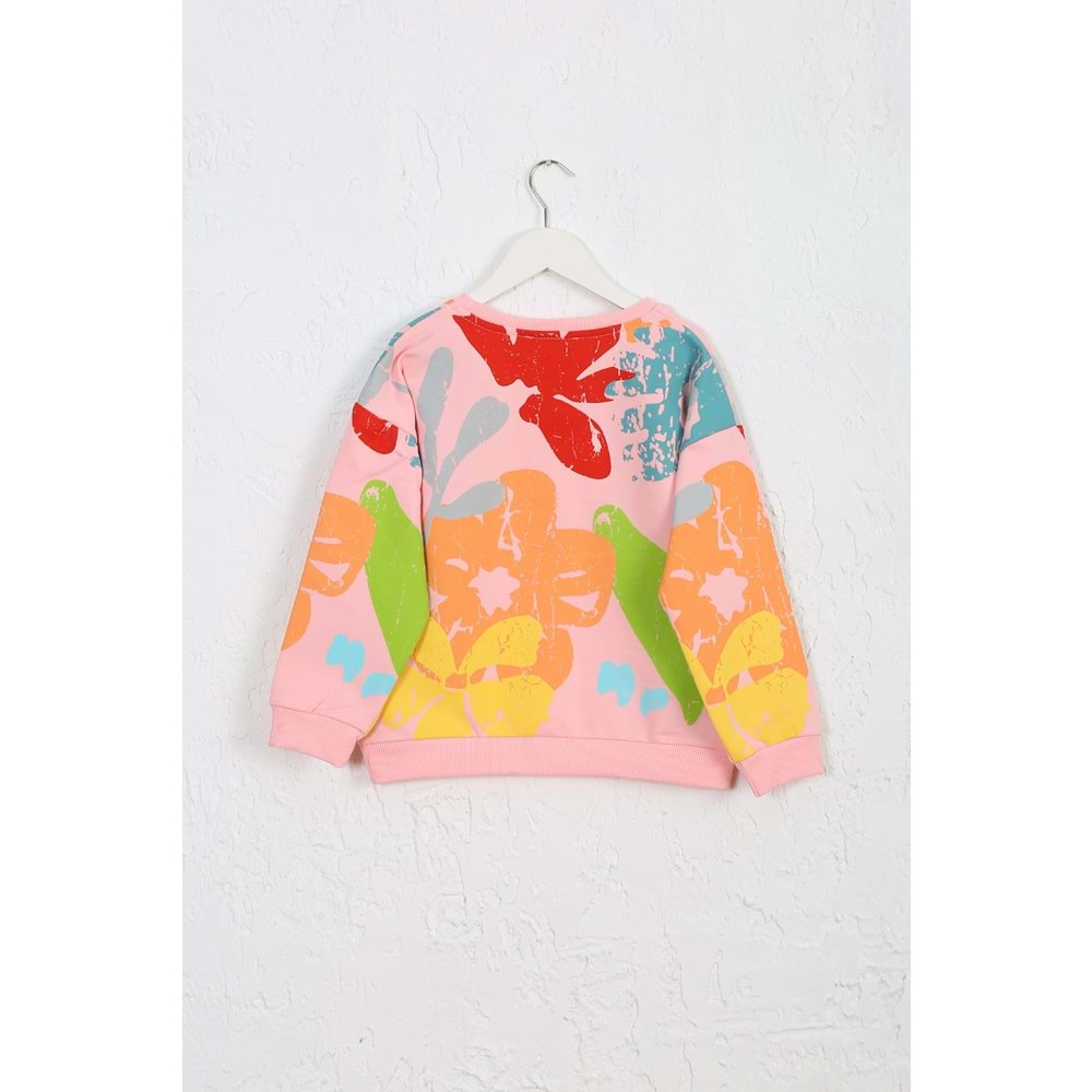 Kız Çocuk Tişört Çiçek Baskılı - Yavruağzı (116/140)